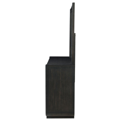 Leandro Dresser With Mirror in Burnished Black - Coaster Furniture