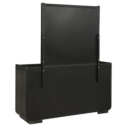 Leandro Dresser With Mirror in Burnished Black - Coaster Furniture