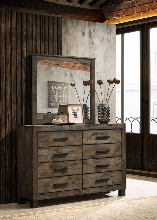 Woodmont Dresser With Mirror in Rustic Golden Brown - Coaster Furniture