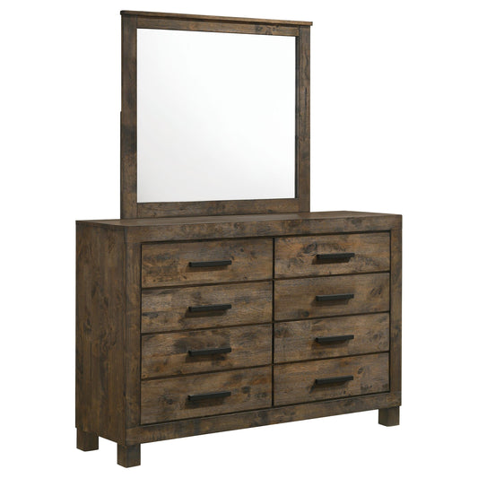 Woodmont Dresser With Mirror in Rustic Golden Brown - Coaster Furniture