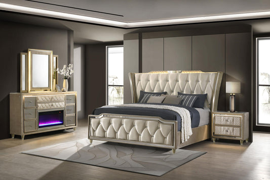 Lorient E King 4-Piece Set in Ivory / Camel - Coaster Furniture