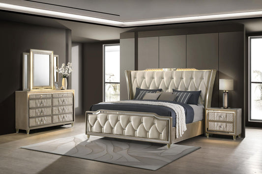 Lorient E King 4-Piece Set in Ivory / Camel - Coaster Furniture
