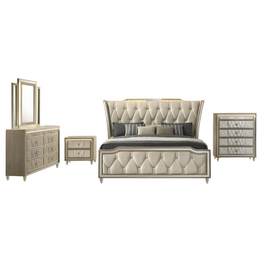 Lorient E King 5-Piece Set in Ivory / Camel - Coaster Furniture