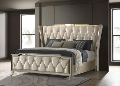 Lorient E King Bed - Ivory / Camel