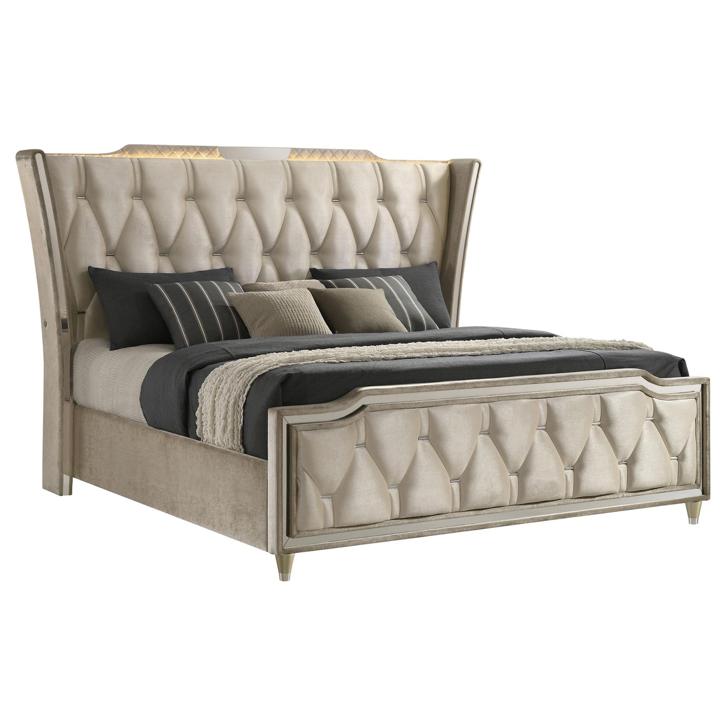 Lorient E King Bed - Ivory / Camel