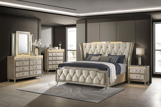 Lorient Queen 5-Piece Set in Ivory / Camel - Coaster Furniture