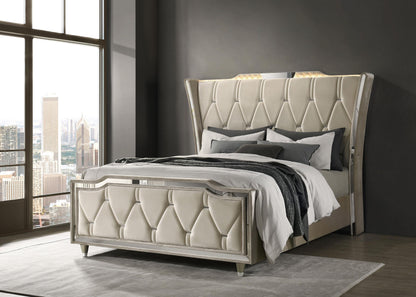 Lorient Queen Bed - Ivory / Camel