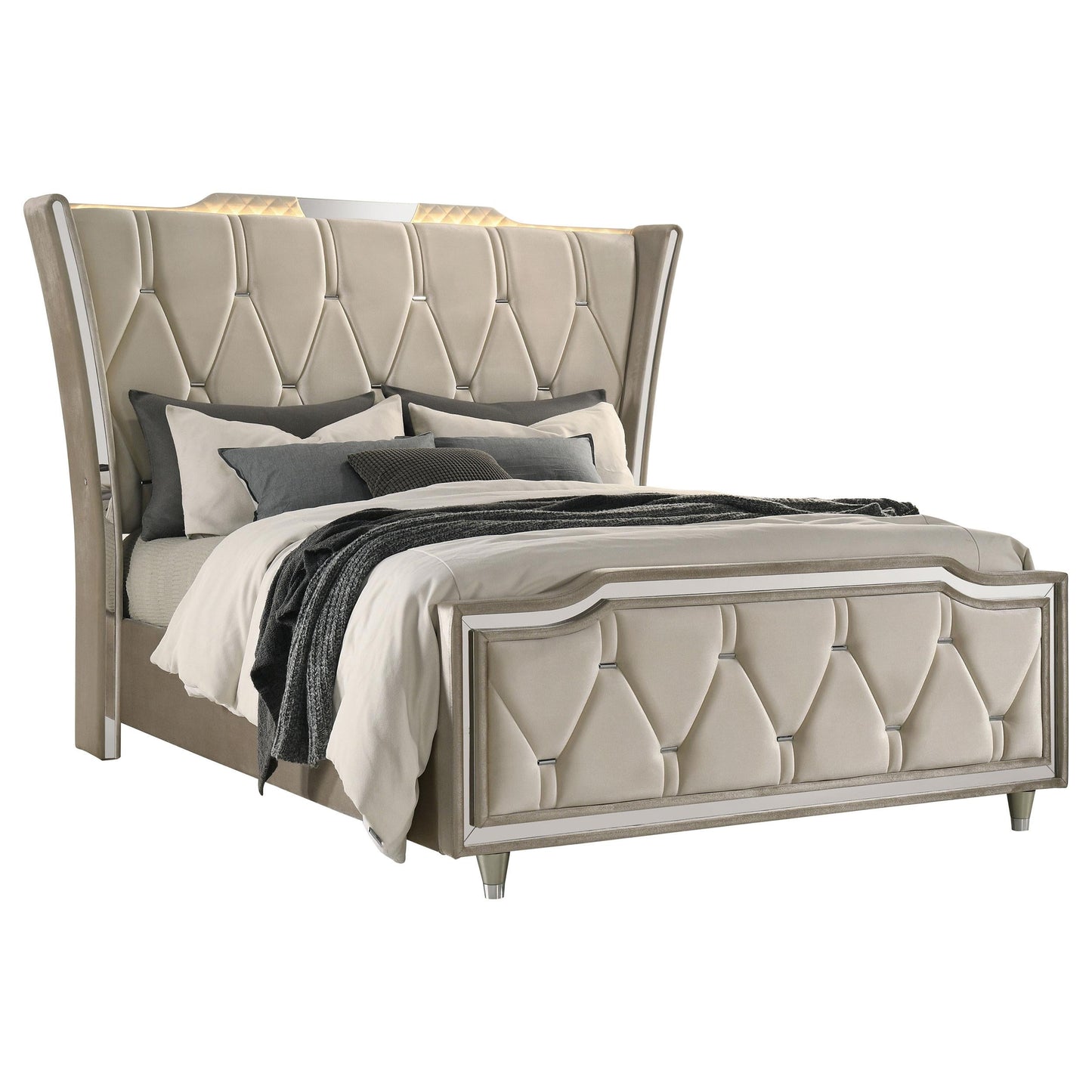 Lorient Queen Bed - Ivory / Camel