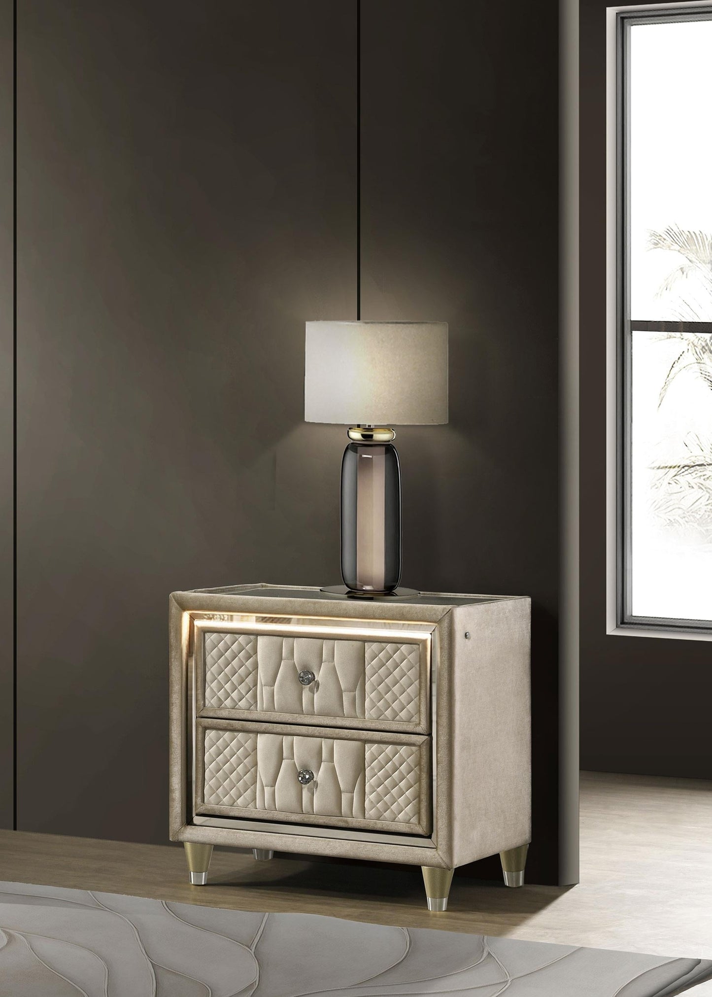 Lorient Nightstand - Ivory / Camel