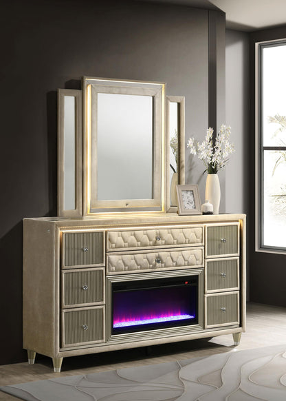 Lorient Dresser With Mirror in Ivory / Camel - Coaster Furniture