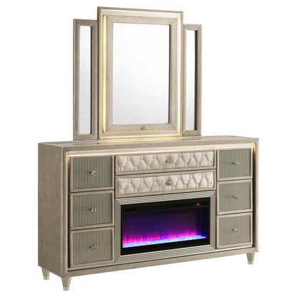 Lorient Dresser With Mirror in Ivory / Camel - Coaster Furniture
