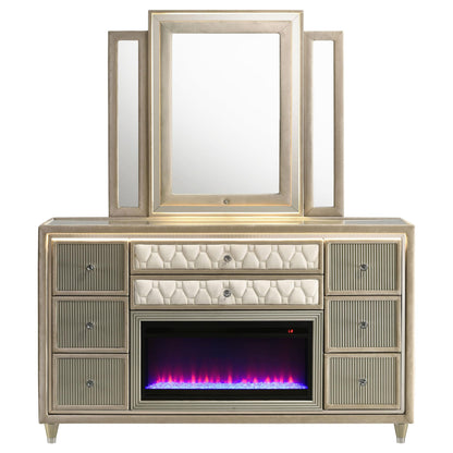 Lorient Dresser With Mirror in Ivory / Camel - Coaster Furniture