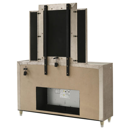 Lorient Dresser With Mirror in Ivory / Camel - Coaster Furniture
