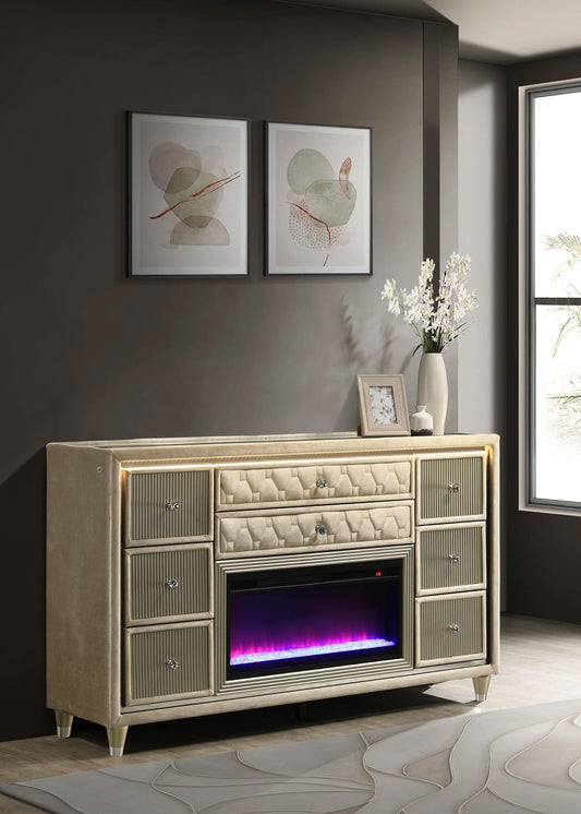 Lorient Flame Box Dresser - Ivory / Camel