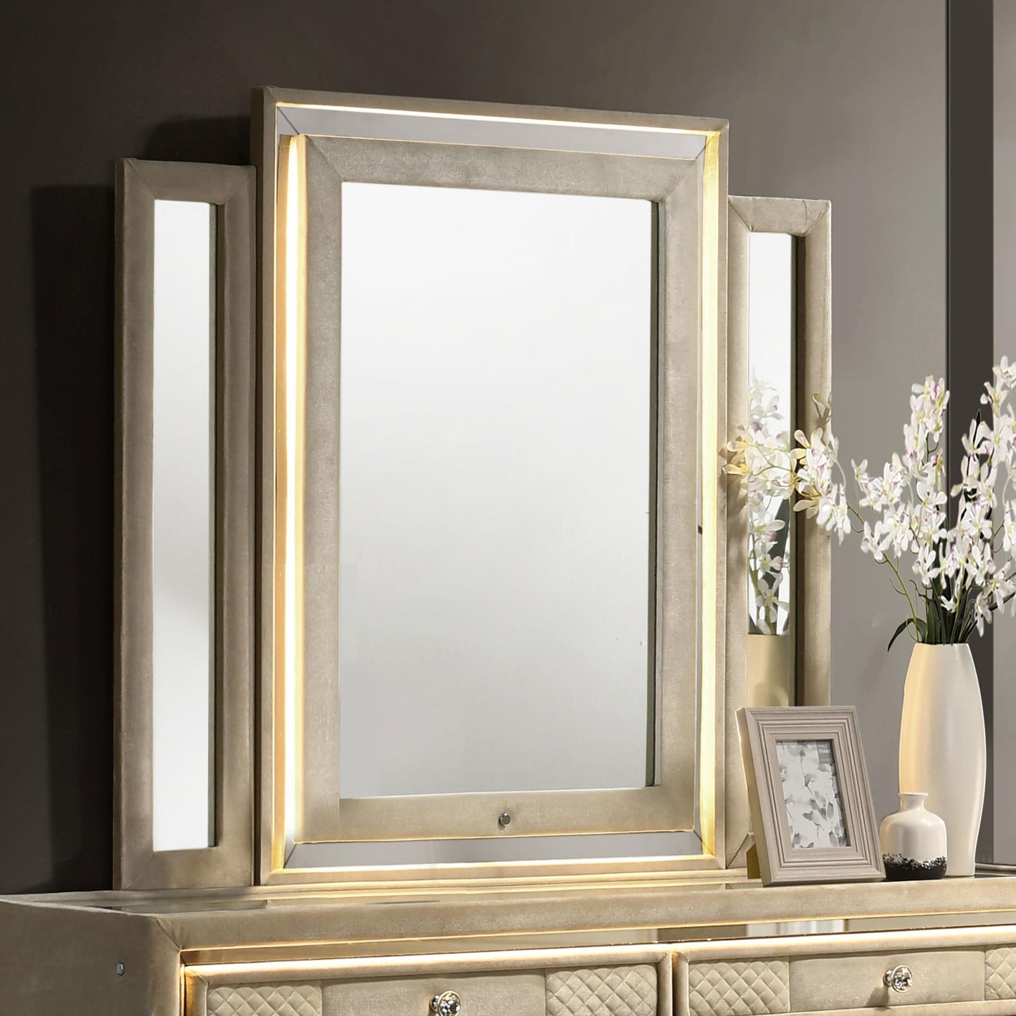 Lorient Dresser Mirror - Ivory / Camel