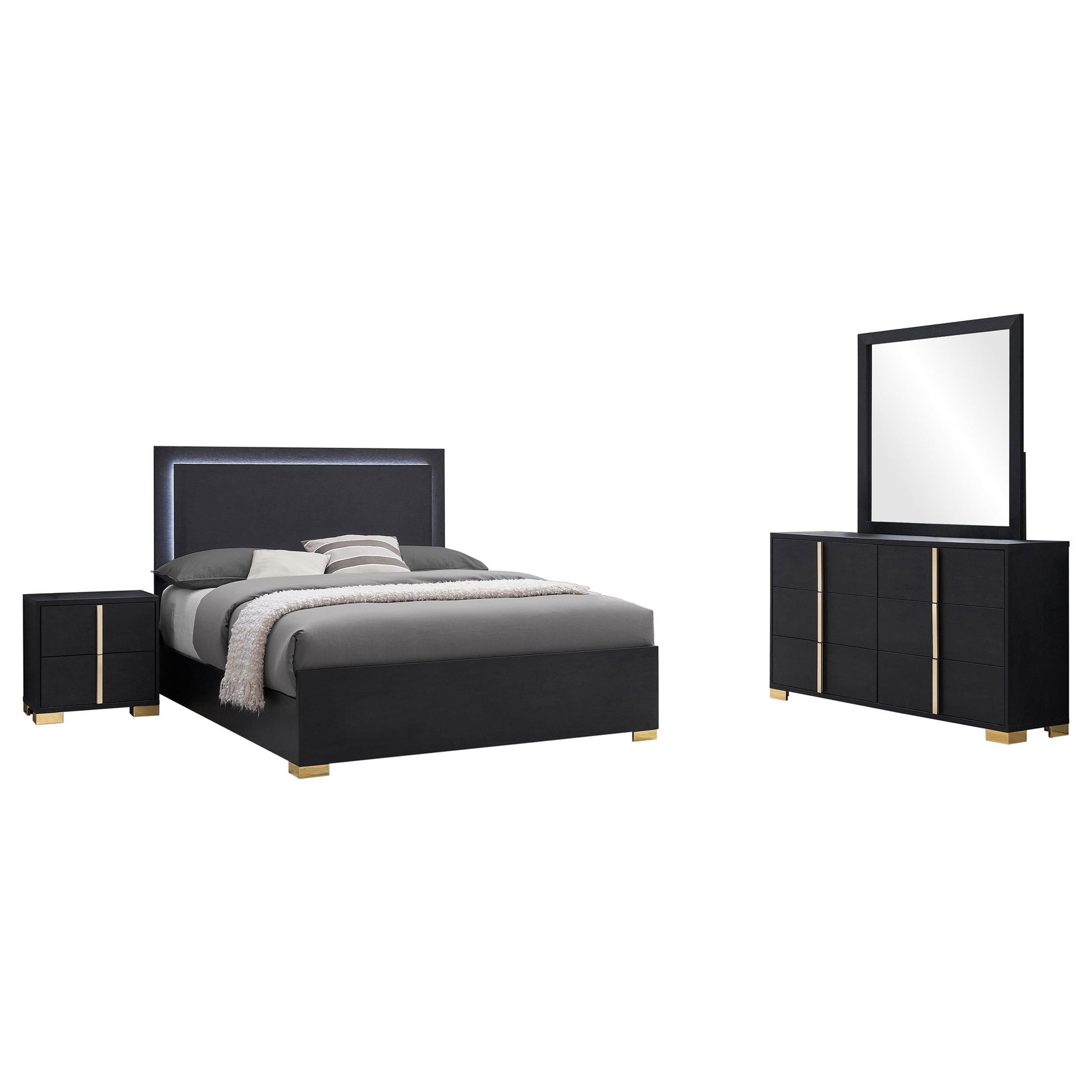 Marceline Eastern King Bed 4-Piece Set - Black