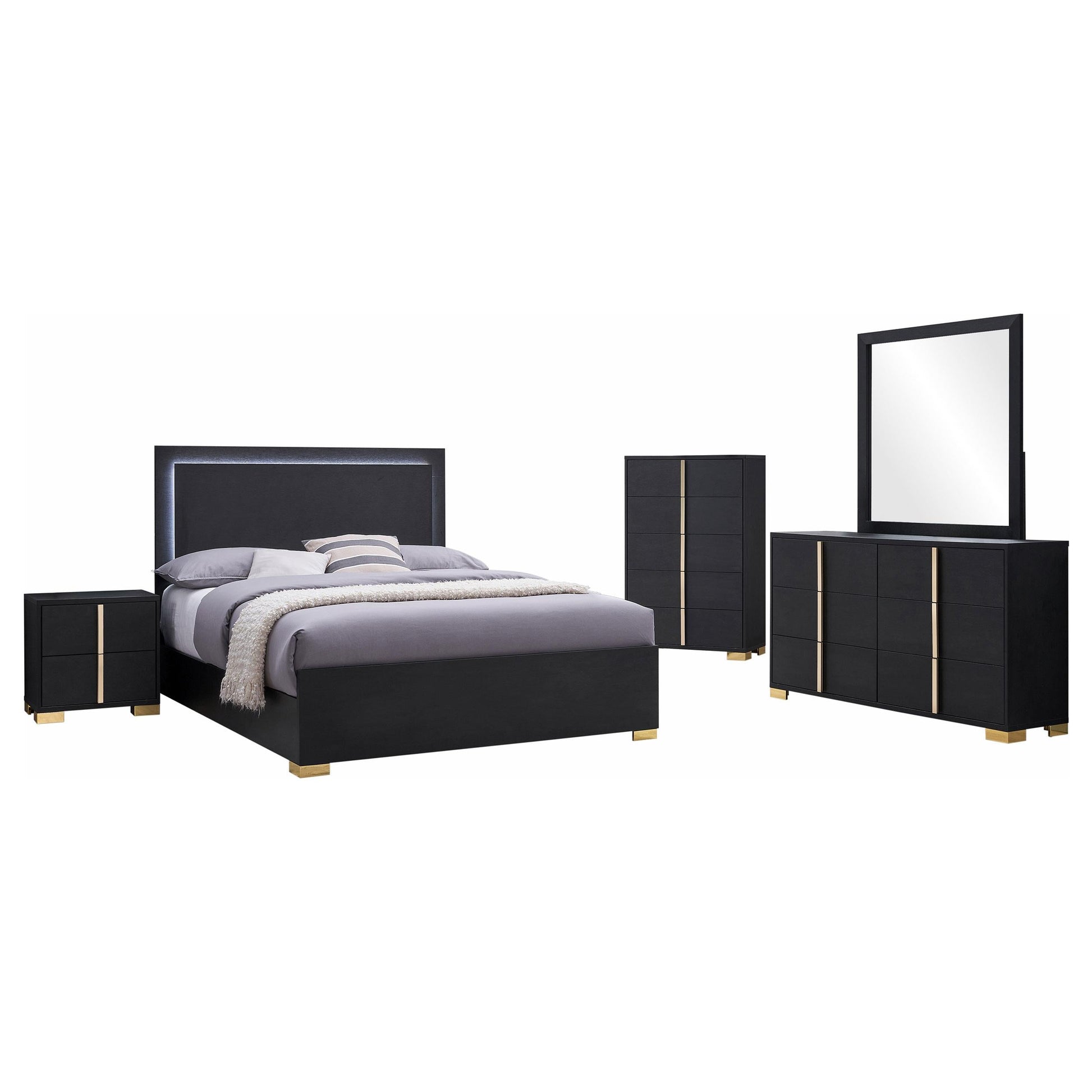 Marceline Queen Bed 5-Piece Set - Black