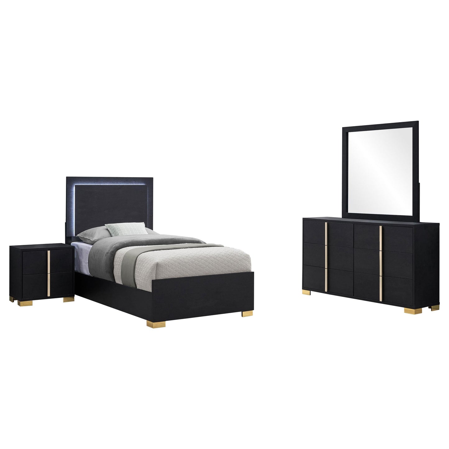 Marceline Twin Bed 4-Piece Set - Black