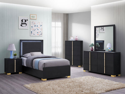 Marceline Twin Bed 5-Piece Set - Black