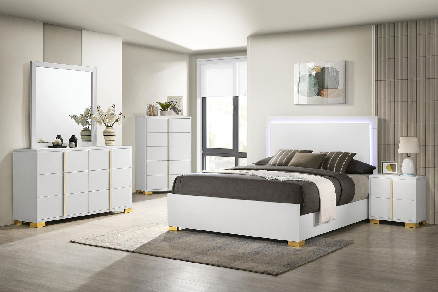 Marceline Full Bed 5-Piece Set - White