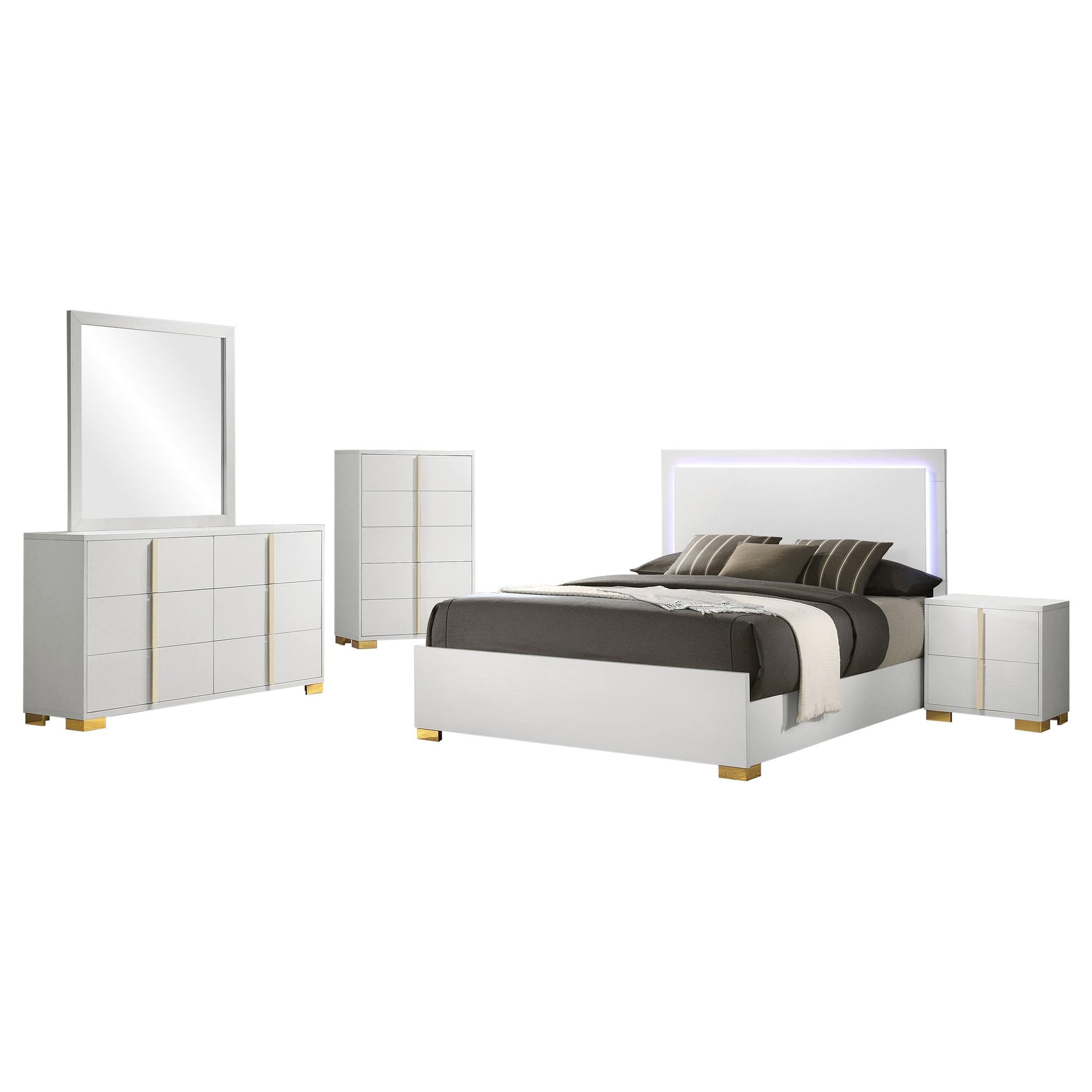 Marceline Full Bed 5-Piece Set - White