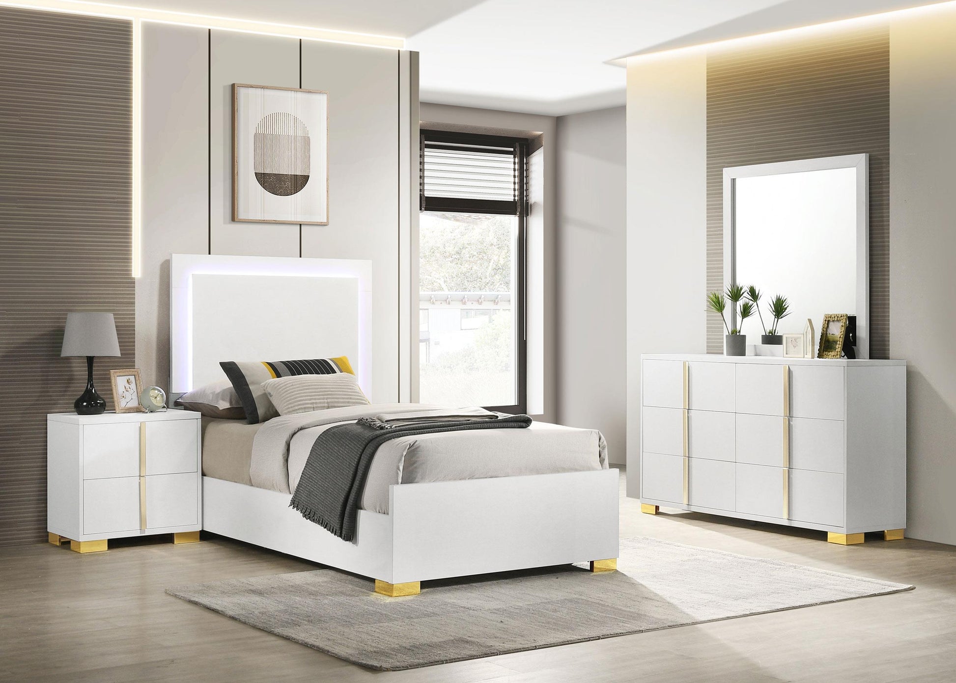 Marceline Twin Bed 4-Piece Set - White