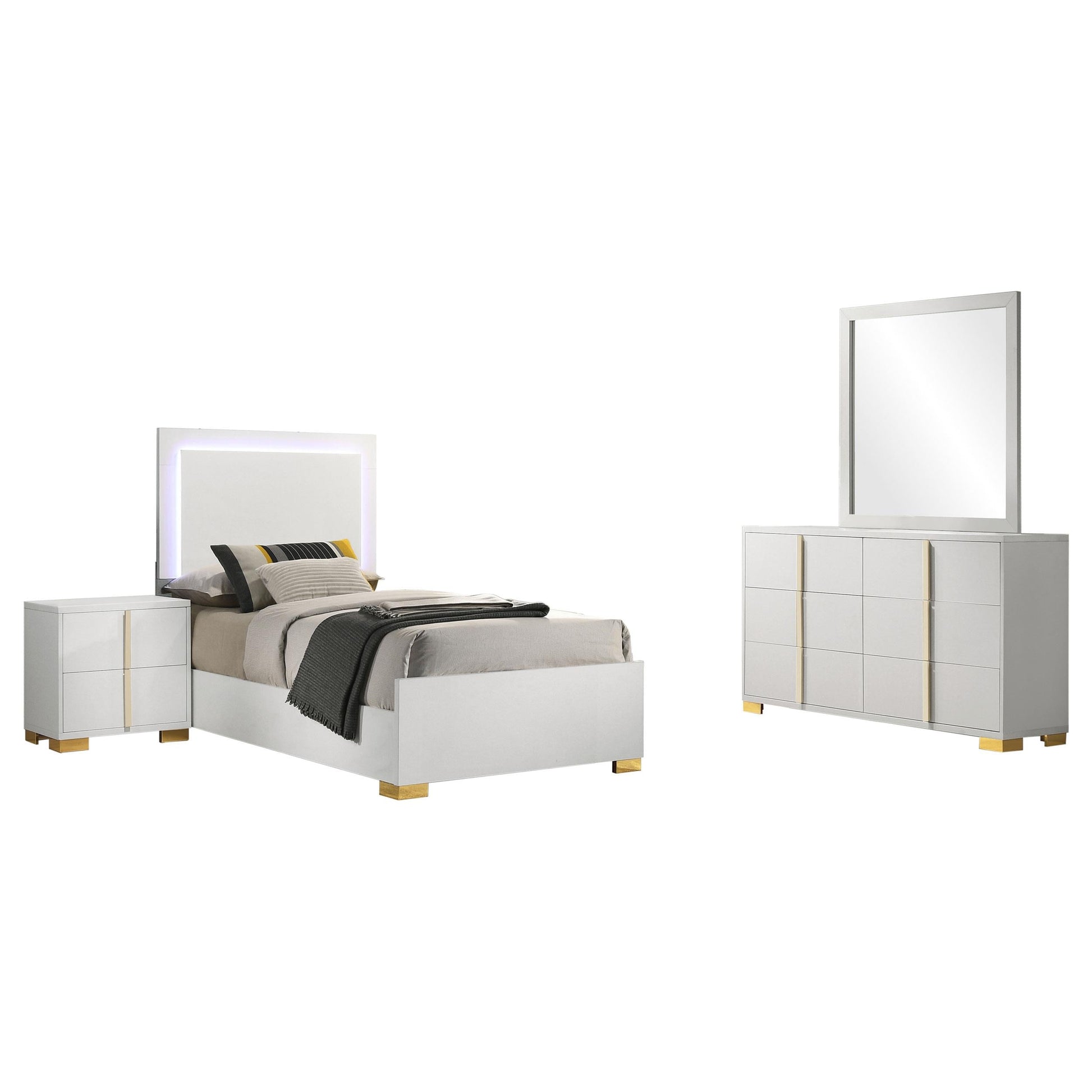 Marceline Twin Bed 4-Piece Set - White