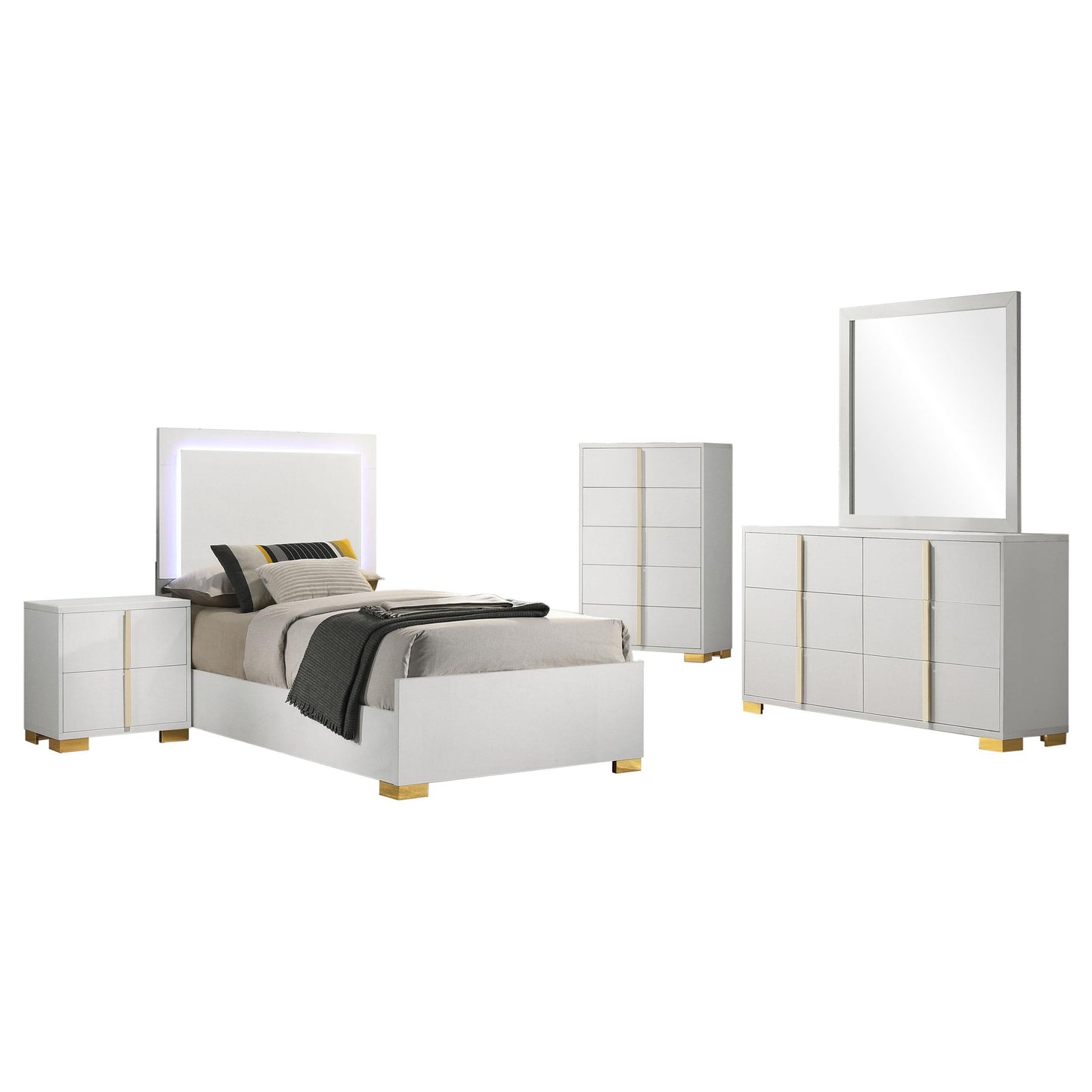 Marceline Twin Bed 5-Piece Set - White