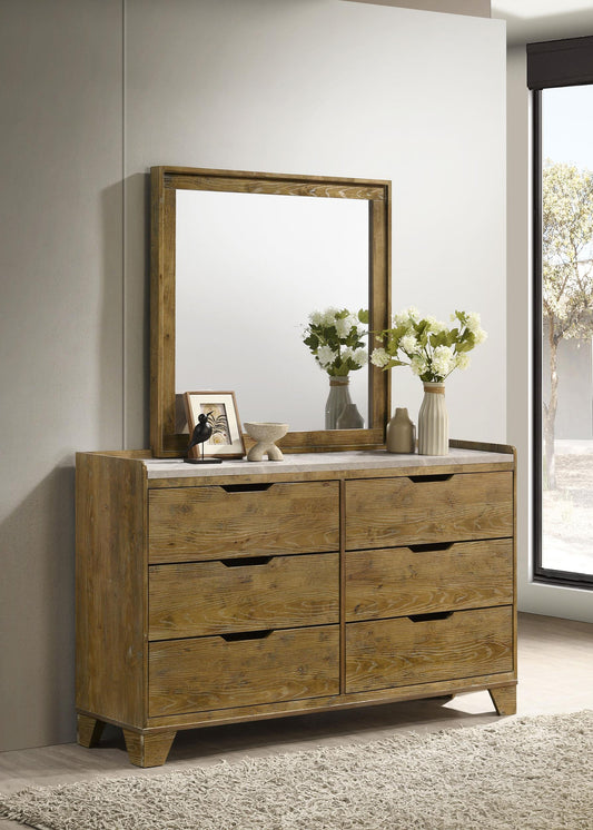 Henderson Dresser With Mirror in Medium Oak - Coaster Furniture