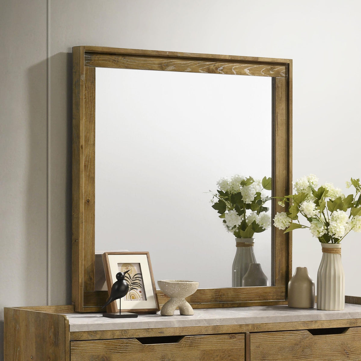 Henderson Dresser Mirror in Medium Oak - Coaster Furniture