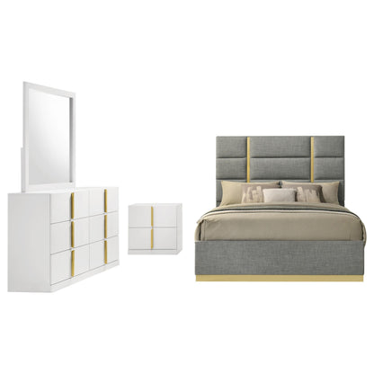 Ines Queen 4-Piece Set in White High Gloss - Coaster Furniture
