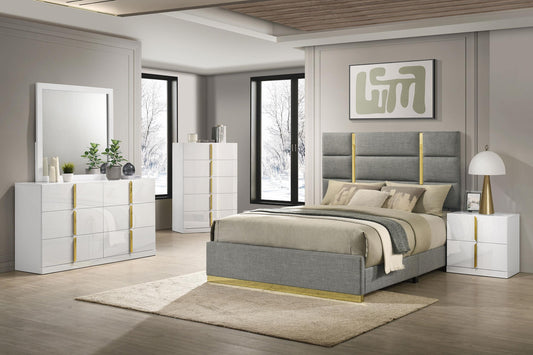 Ines Queen 5-Piece Set in White High Gloss - Coaster Furniture