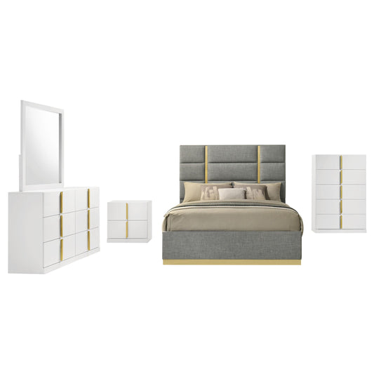 Ines Queen 5-Piece Set in White High Gloss - Coaster Furniture