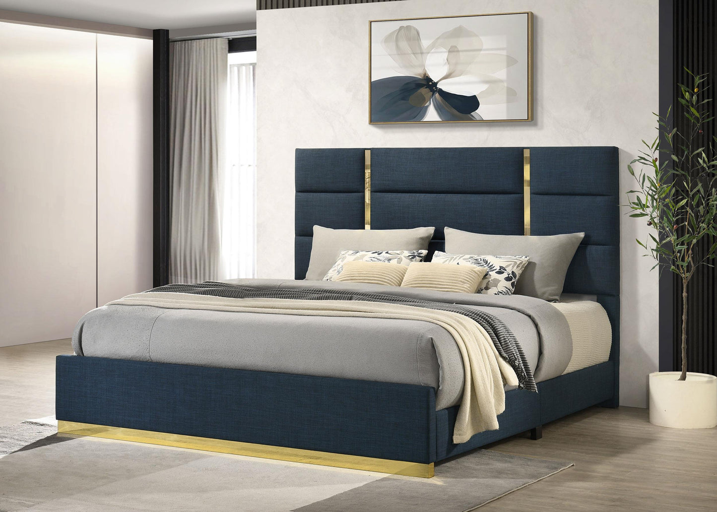 Ines E King Bed - Navy