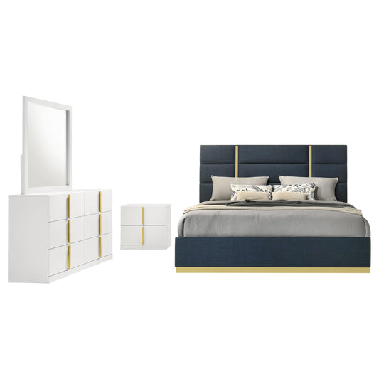 Ines Queen 4-Piece Set in White High Gloss - Coaster Furniture