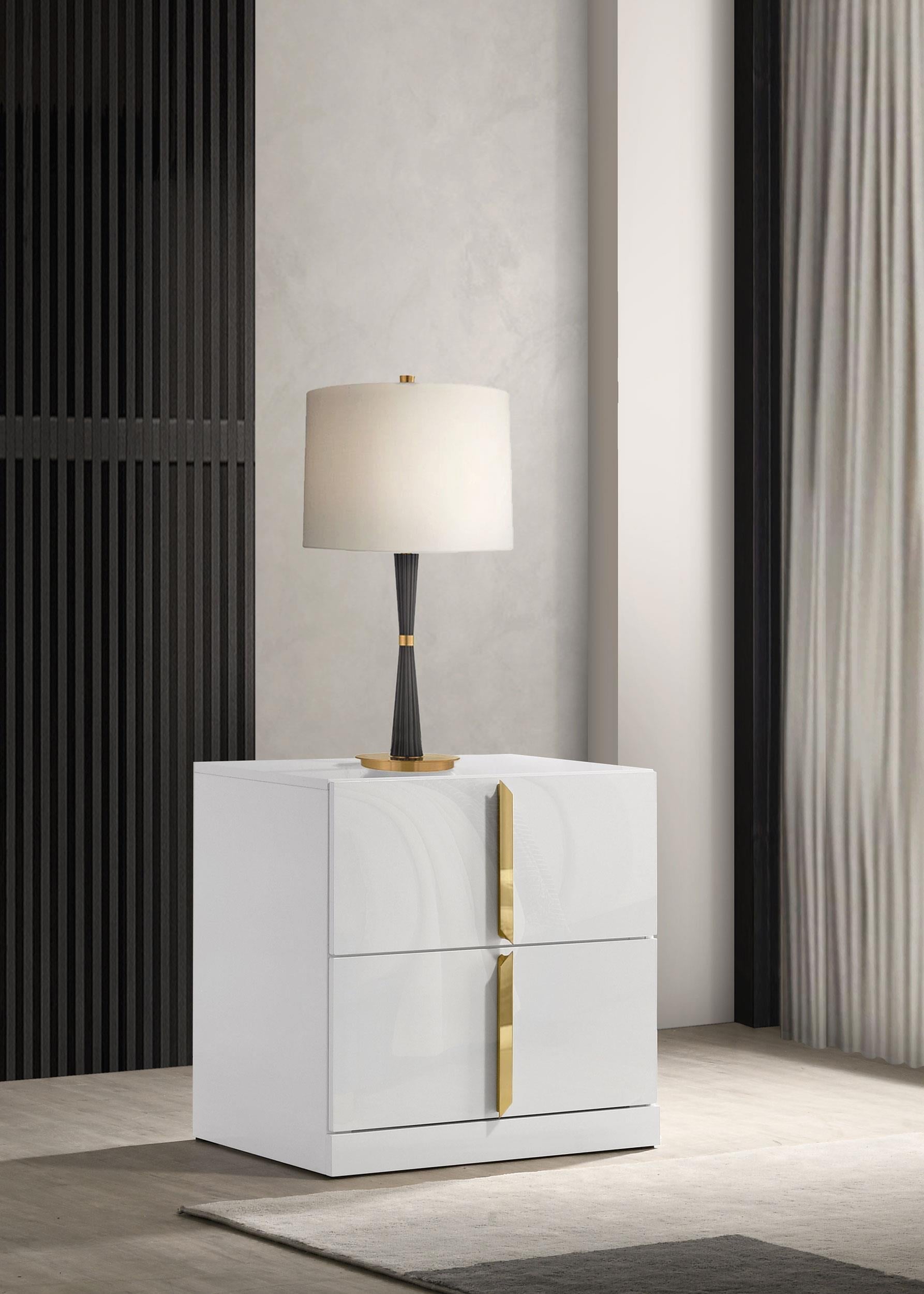 Ines Nightstand in White High Gloss - Coaster Furniture