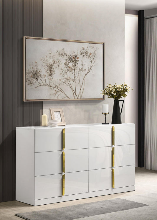 Ines Dresser in White High Gloss - Coaster Furniture