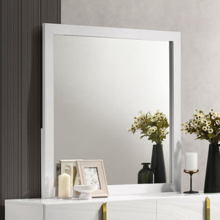 Ines Dresser Mirror in White High Gloss - Coaster Furniture