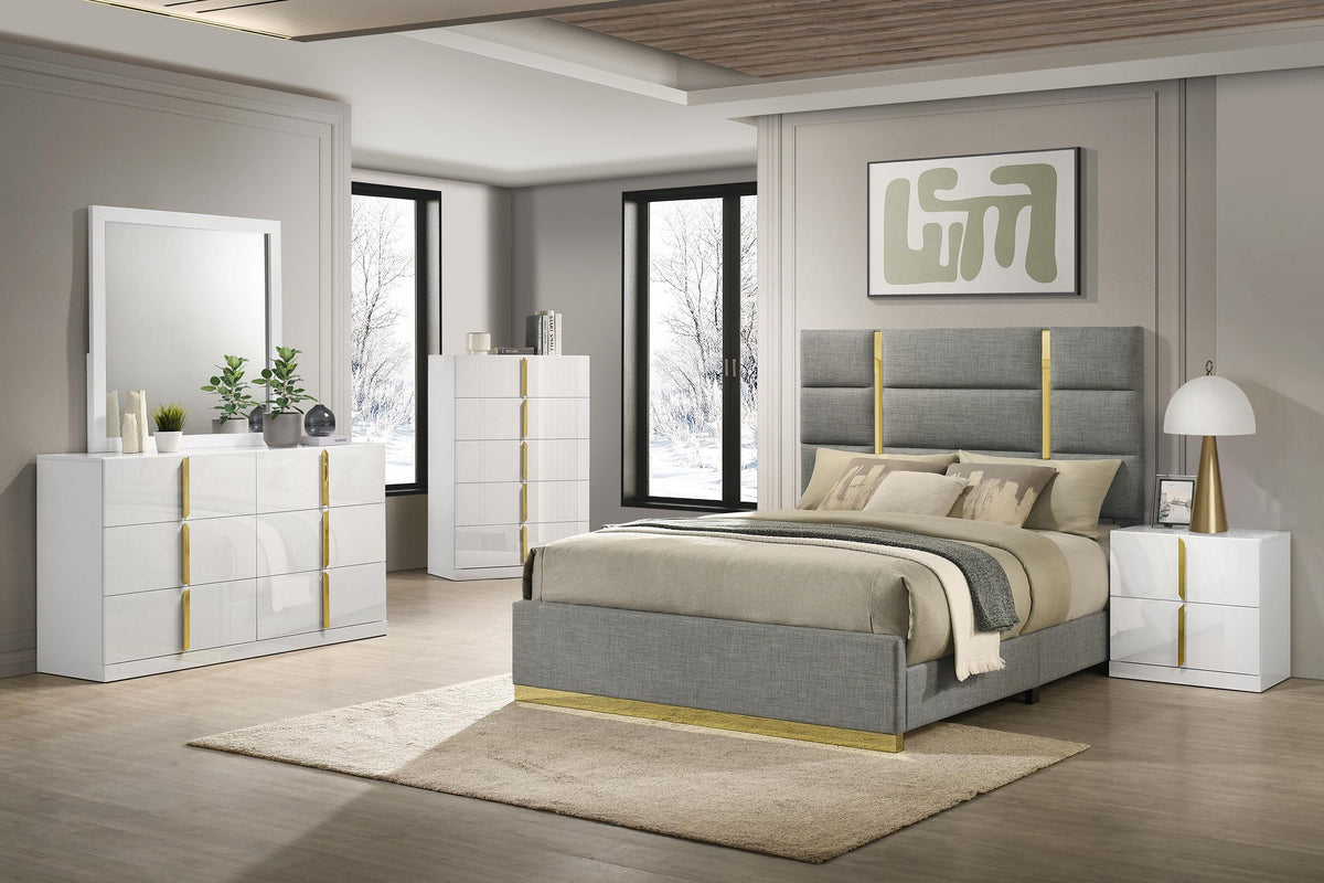 Ines Dresser Mirror in White High Gloss - Coaster Furniture
