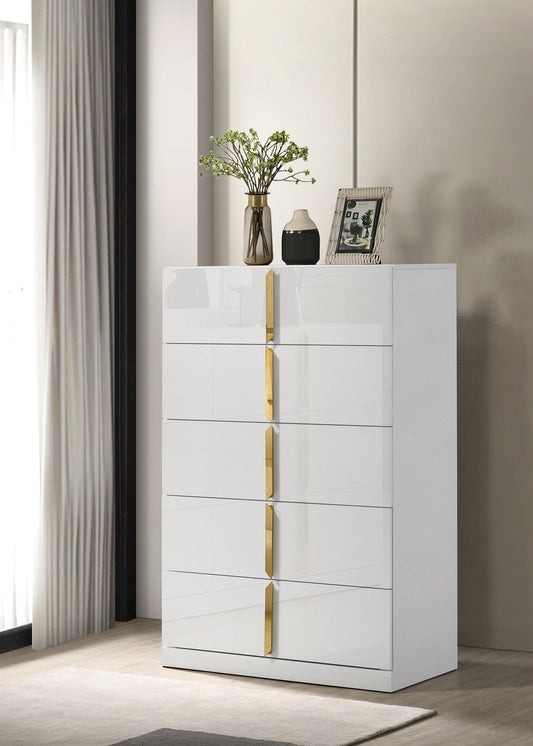 Ines Chest in White High Gloss - Coaster Furniture