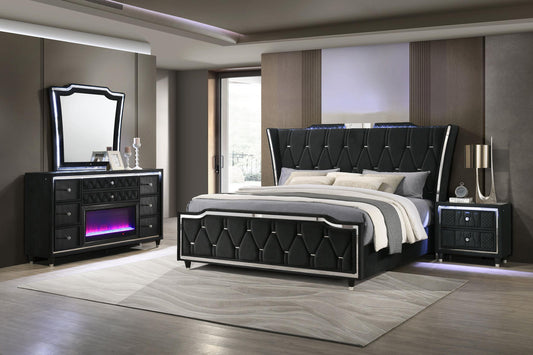 Lorient Queen 4-Piece Set in Black - Coaster Furniture