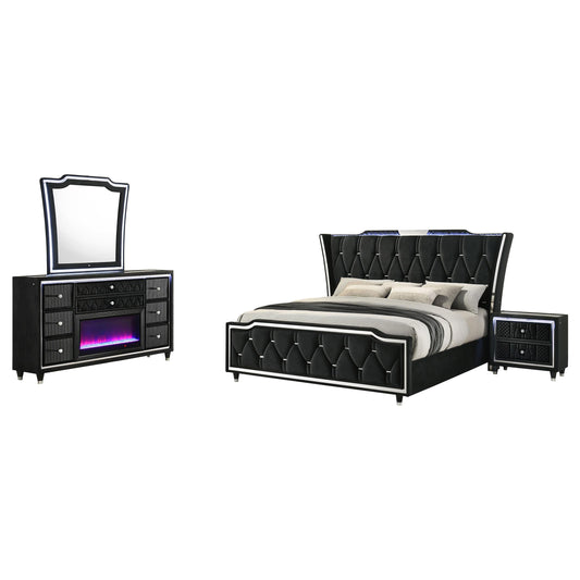 Lorient Queen 4-Piece Set in Black - Coaster Furniture