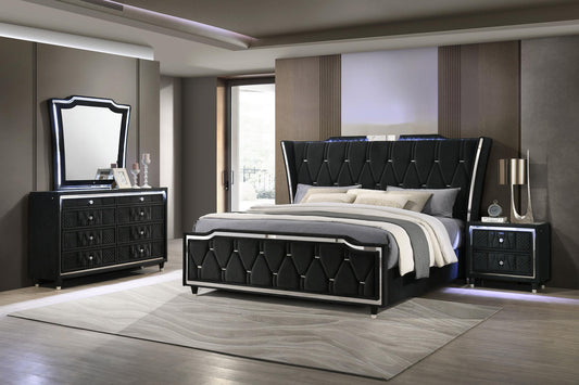 Lorient Queen 4-Piece Set in Black - Coaster Furniture