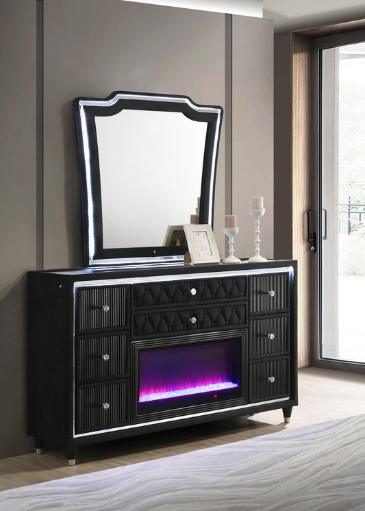 Lorient Dresser With Mirror in Black - Coaster Furniture