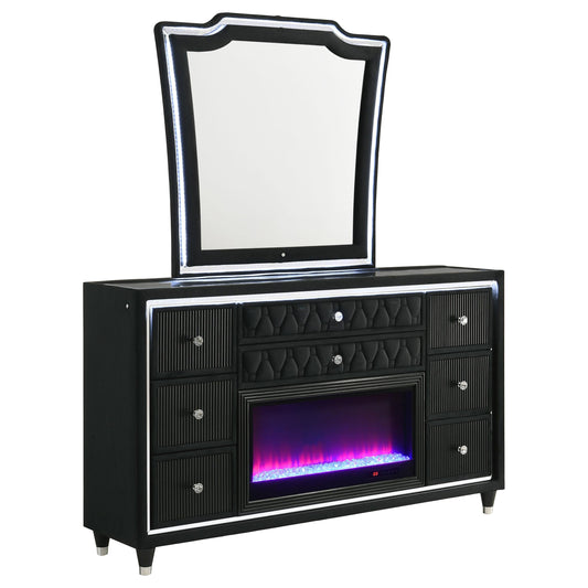 Lorient Dresser With Mirror in Black - Coaster Furniture