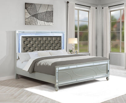 Gunnison E King Bed in Silver Metallic - Coaster Furniture