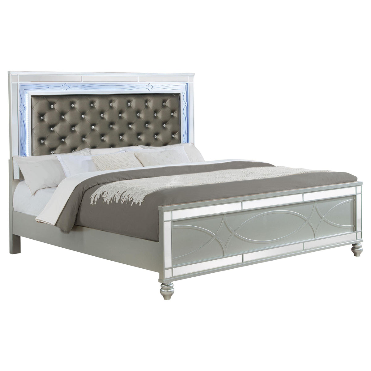 Gunnison E King Bed in Silver Metallic - Coaster Furniture