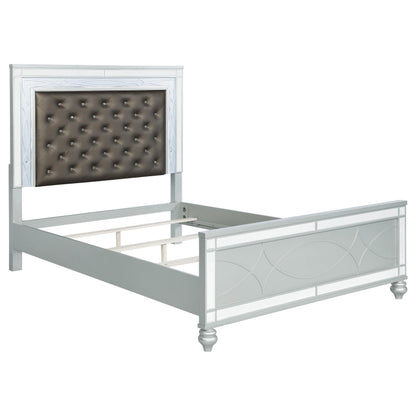 Gunnison Bed 4-Piece Set in Silver Metallic