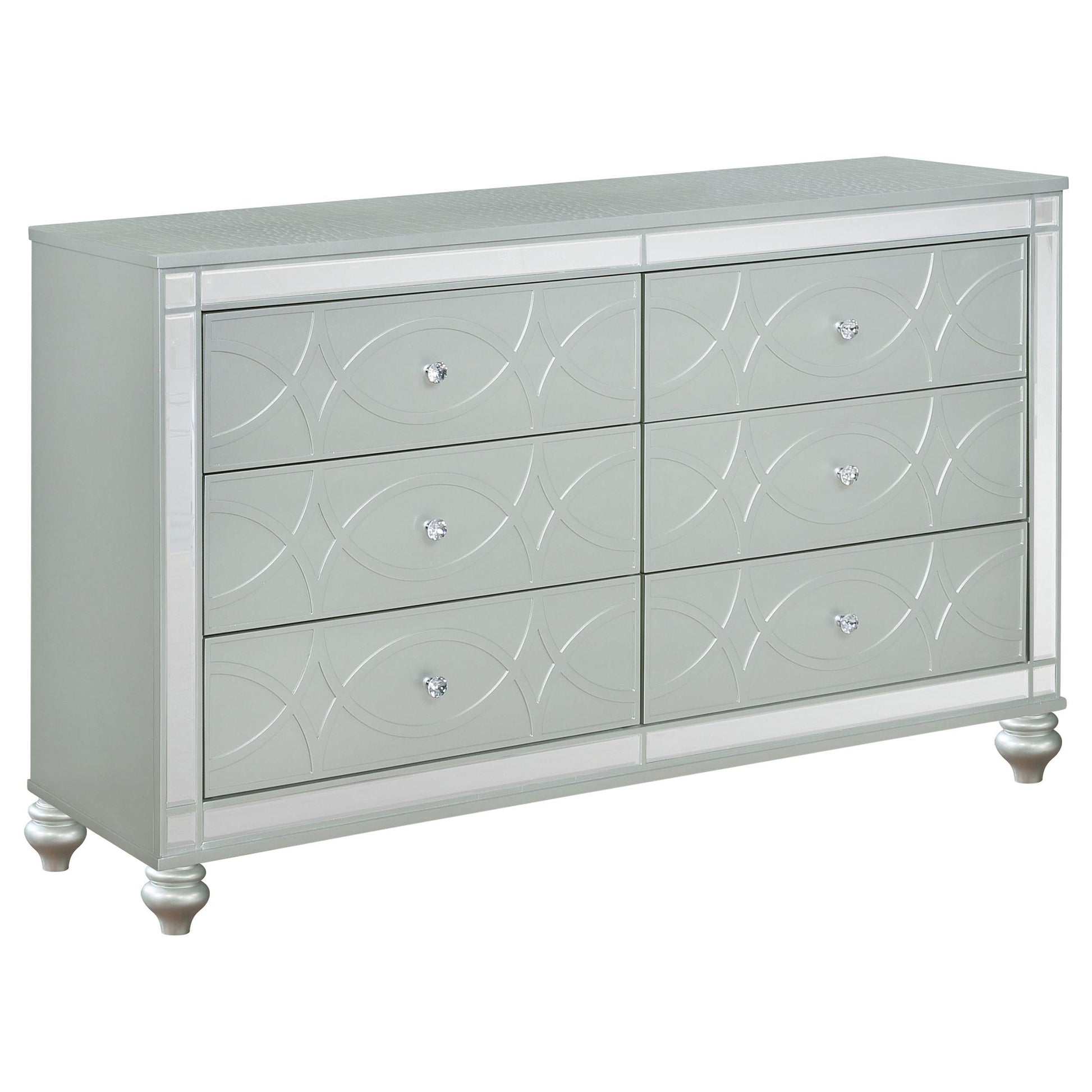 Gunnison Bed 4-Piece Set in Silver Metallic