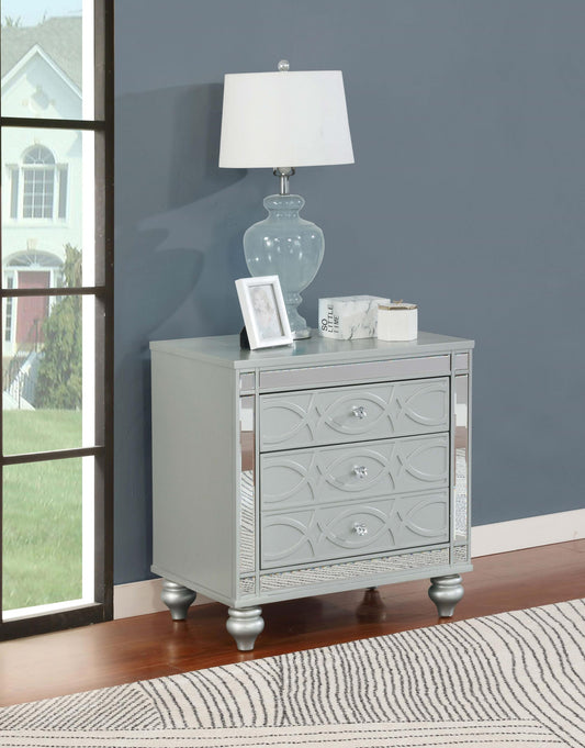 Gunnison Nightstand in Silver Metallic - Coaster Furniture